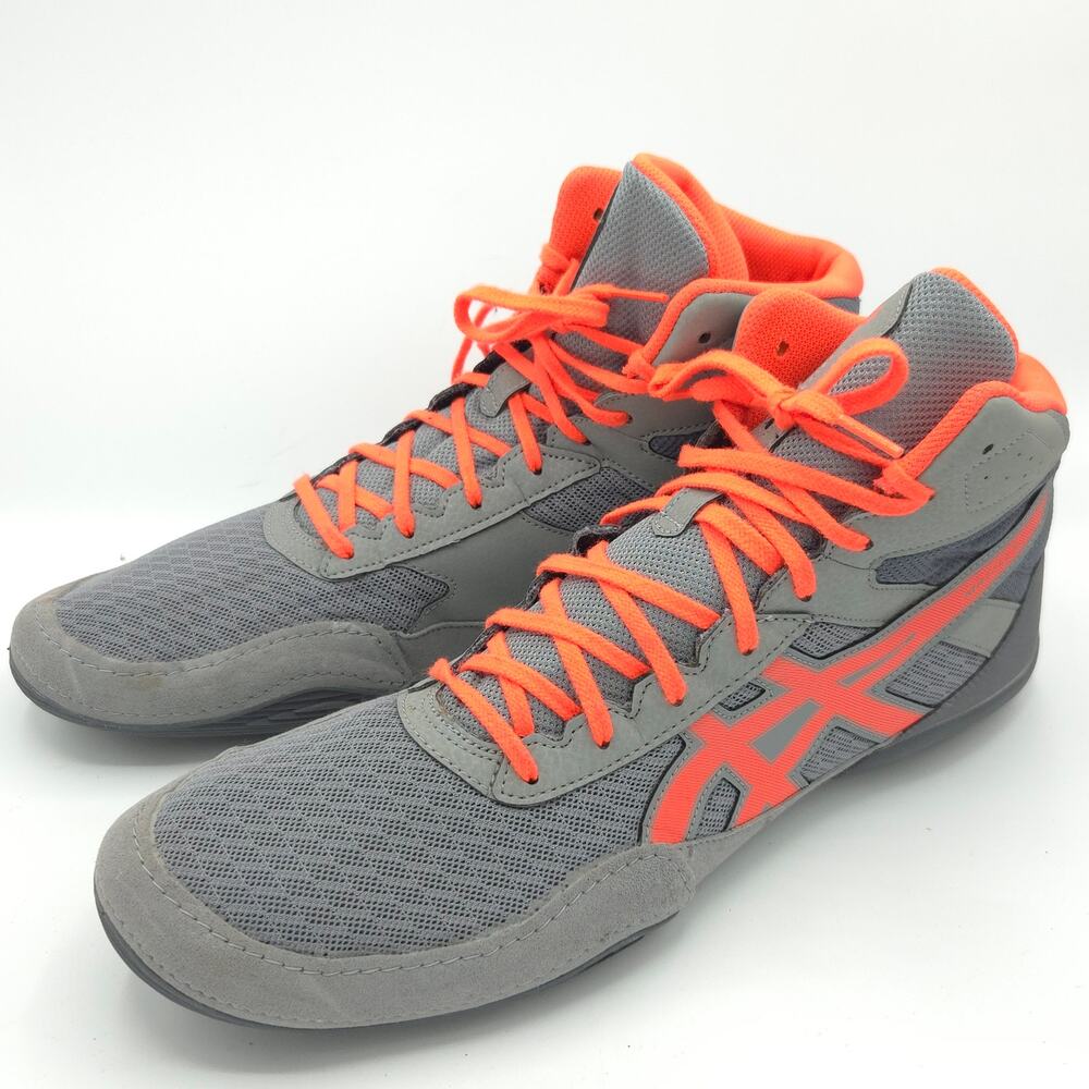 ASICS Matflex 6 Wrestling Men's Size 13 Shoes Gray Flash Coral Orange 1081A021